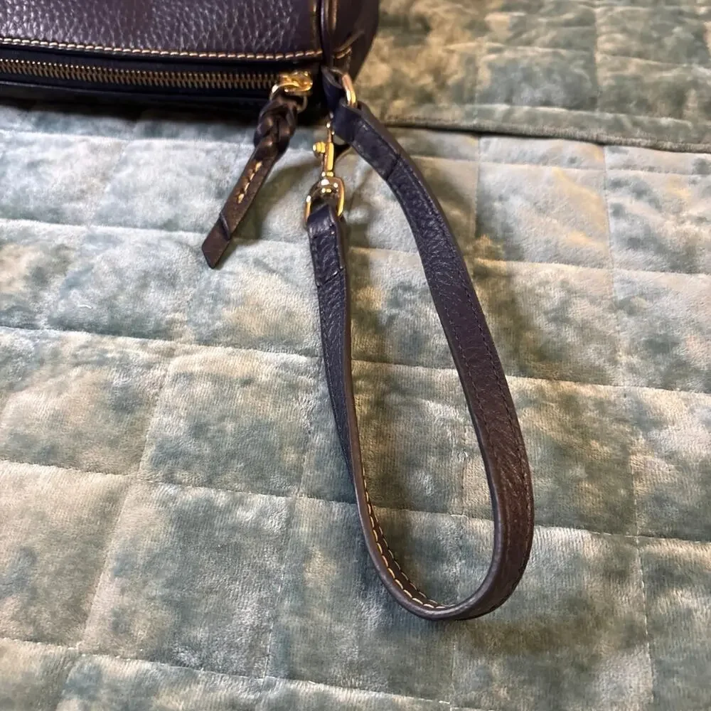 Dooney & Bourke Barrel Bag Navy Blue Leather Classic Preppy Small Everyday NWT